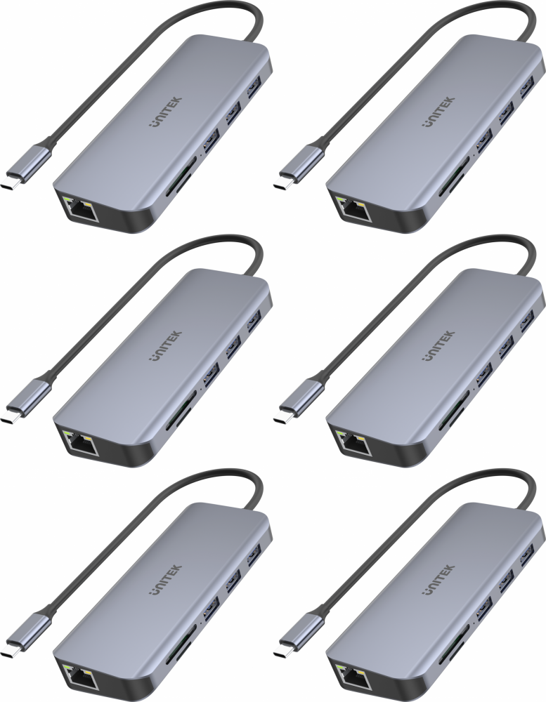 6x Rozgałęziacz- Hub Unitek, USB-C, 3xUSB 3.1, PD, HDMI, SD, VGA, RJ45