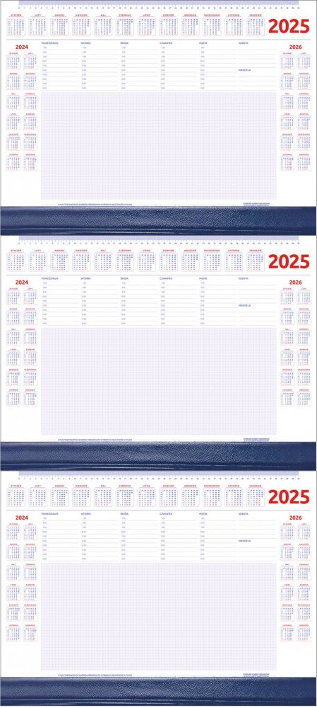 3x Podkład na biurko Udziałowiec, z kalendarzem 2025 i notatnikiem, A2, z listwą
