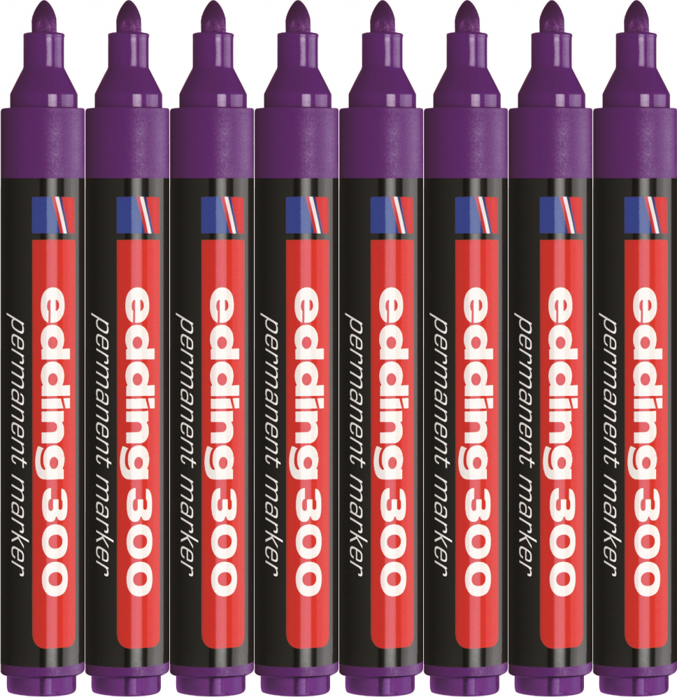 8x Marker permanentny edding 300, okrągła, 1.5-3mm, fioletowy