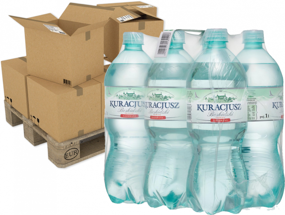 630x Woda gazowana Kuracjusz Beskidzki, 1l, butelka PET