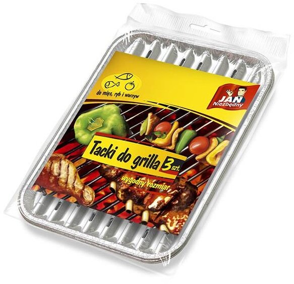 Tacki do grilla Jan Niezbędny, prostokątne, małe, aluminium, 3 sztuki