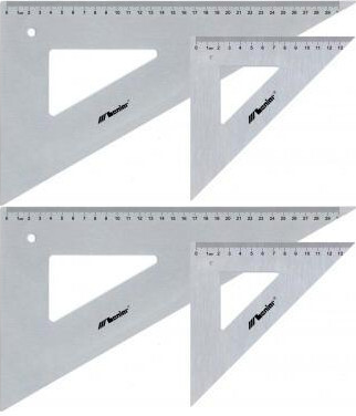 2x Ekierka aluminiowa Leniar 45°, 21cm, metalowa
