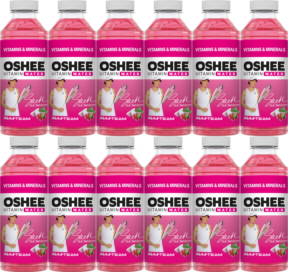 12x Napój niegazowany Oshee Vitamin Water witaminy i minerały, winogrono i dragonfruit, butelka PET, 0.555l