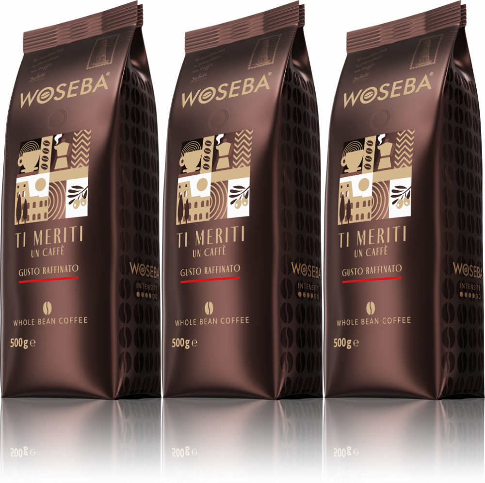 3x Kawa ziarnista Woseba Ti Meriti Gustro Raffianto, 500g