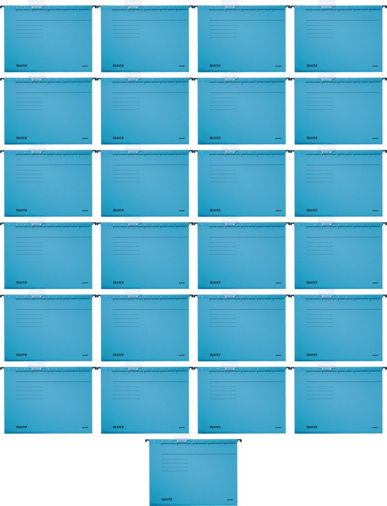 25x Teczka zawieszkowa kartonowa Leitz Alpha, A4, 348x260mm, 230g/m2, niebieski