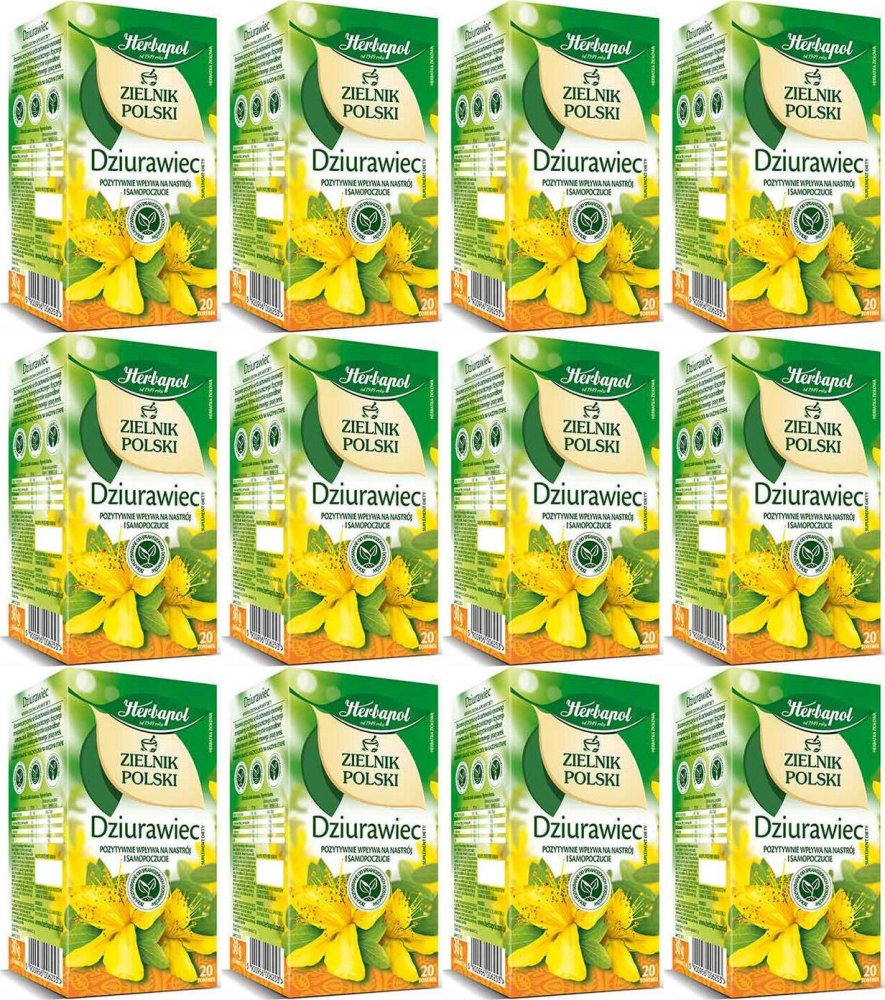 12x Herbata ziołowa w torebkach Herbapol Zielnik Polski, dziurawiec, 20 sztuk x 1.5g