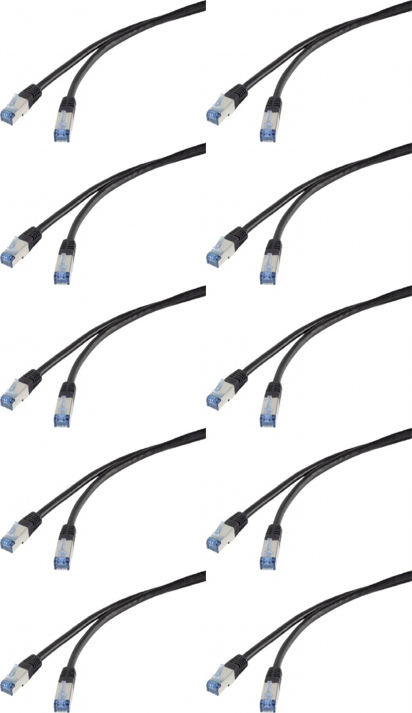 10x Kabel internetowy/patchcord LogiLink CAT.6A S/FTP PVC + PE, 2 m, czarny