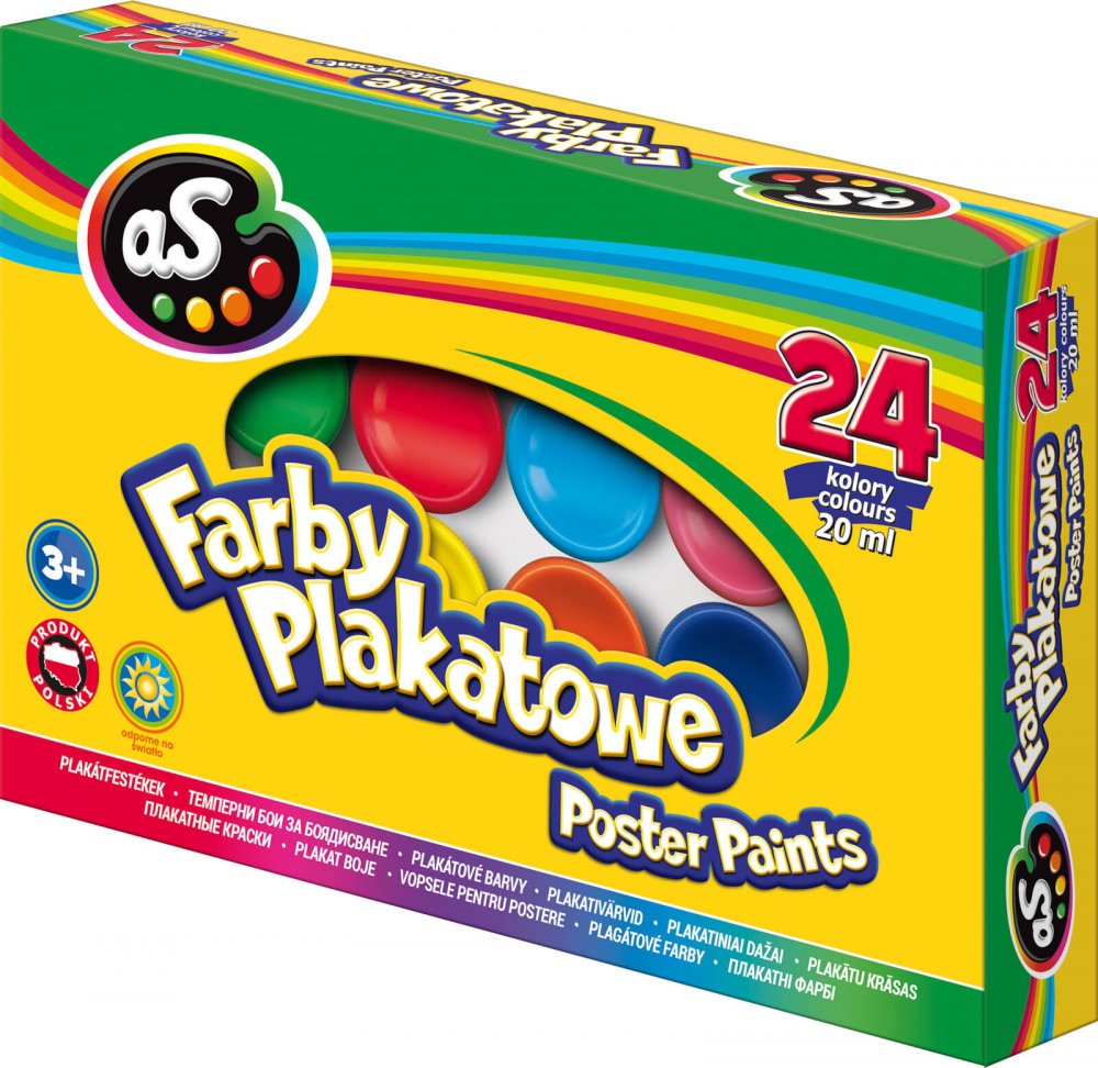 Farby plakatowe Astra AS, 20ml, 24 sztuki, mix kolorów