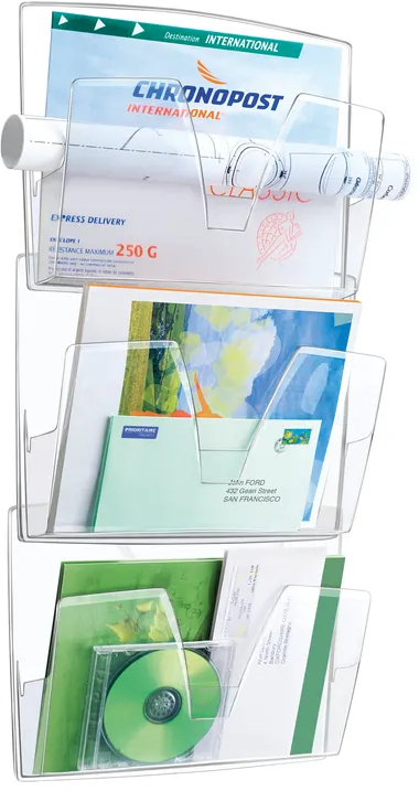 Półka naścienna Cep ReCaption, polistyren, 3 półki, A4, przezroczysty