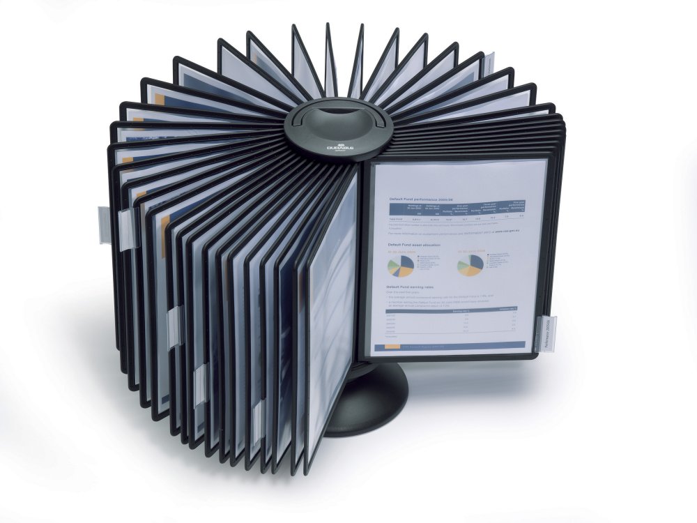 System paneli informacyjnych Durable Sherpa Carousel Table 40, stołowy, obrotowy, A4, 40 paneli, czarny