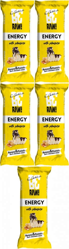 5x Baton owocowy BeRAW Energy, banan i orzeszki, 40g