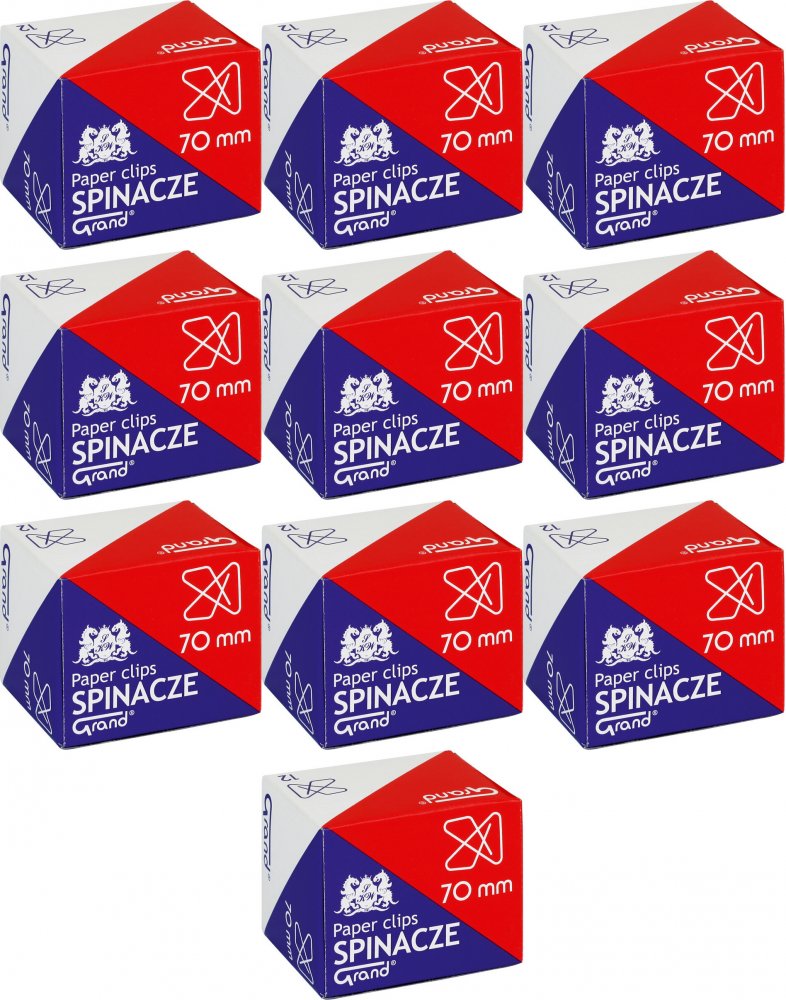 10x Spinacz krzyżowy Grand, 70mm, 12 sztuk, srebrny