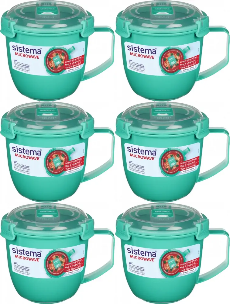 6x Kubek na zupę Sistema Microwave, 900ml, mix kolorów