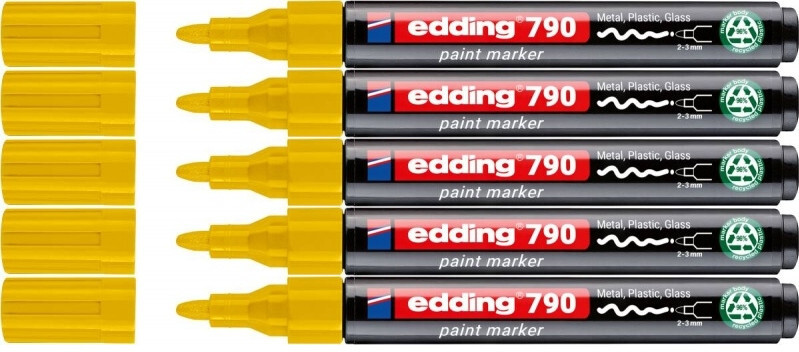 5x Marker olejowy edding e-790 PCR, okrągła, 2-3 mm, żółty