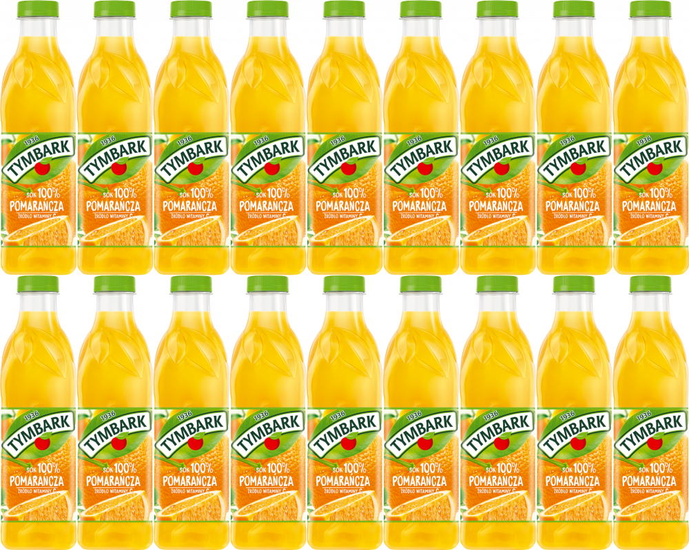 18x Sok pomarańczowy Tymbark, butelka PET, 1l