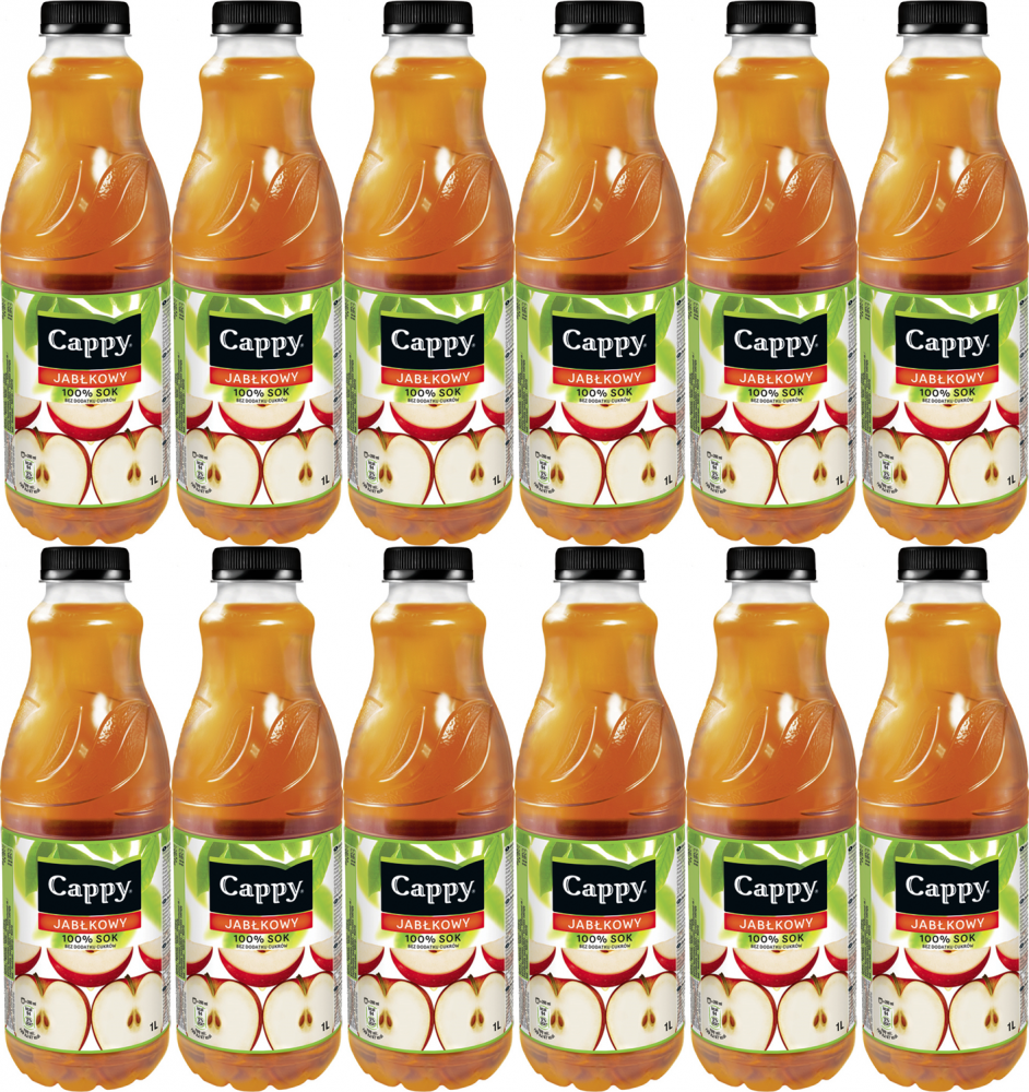 12x Sok jabłkowy Cappy, butelka, 1l