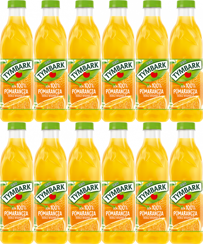 12x Sok pomarańczowy Tymbark, butelka PET, 1l