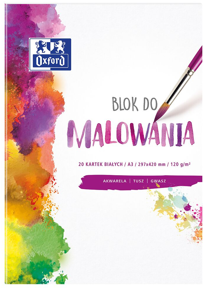 Blok rysunkowy do malowania Oxford, A3, 20 kartek, biały