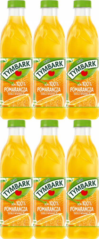 6x Sok pomarańczowy Tymbark, butelka PET, 1l
