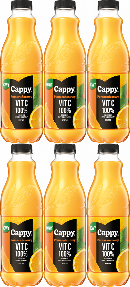 6x Nektar pomarańczowy Cappy z wit C, butelka PET, 1l