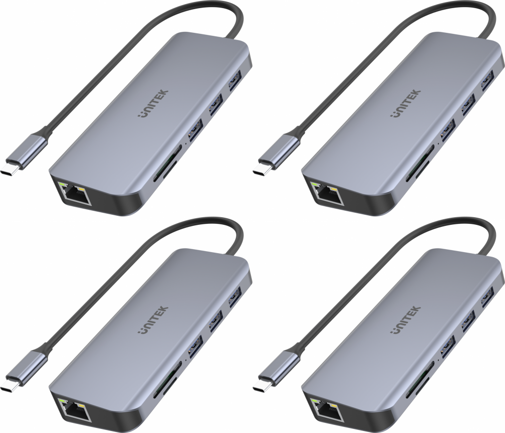 4x Rozgałęziacz- Hub Unitek, USB-C, 3xUSB 3.1, PD, HDMI, SD, VGA, RJ45