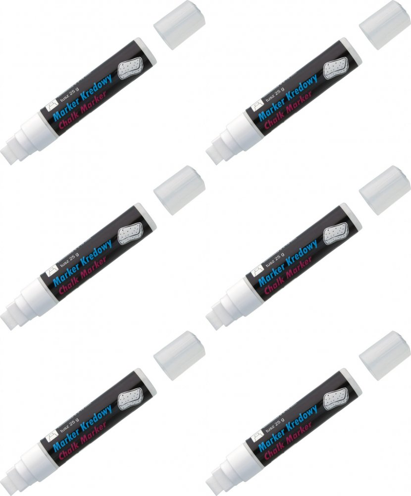 6x Marker kredowy Toma TO-290, ścięty, 15mm x 8mm, biały