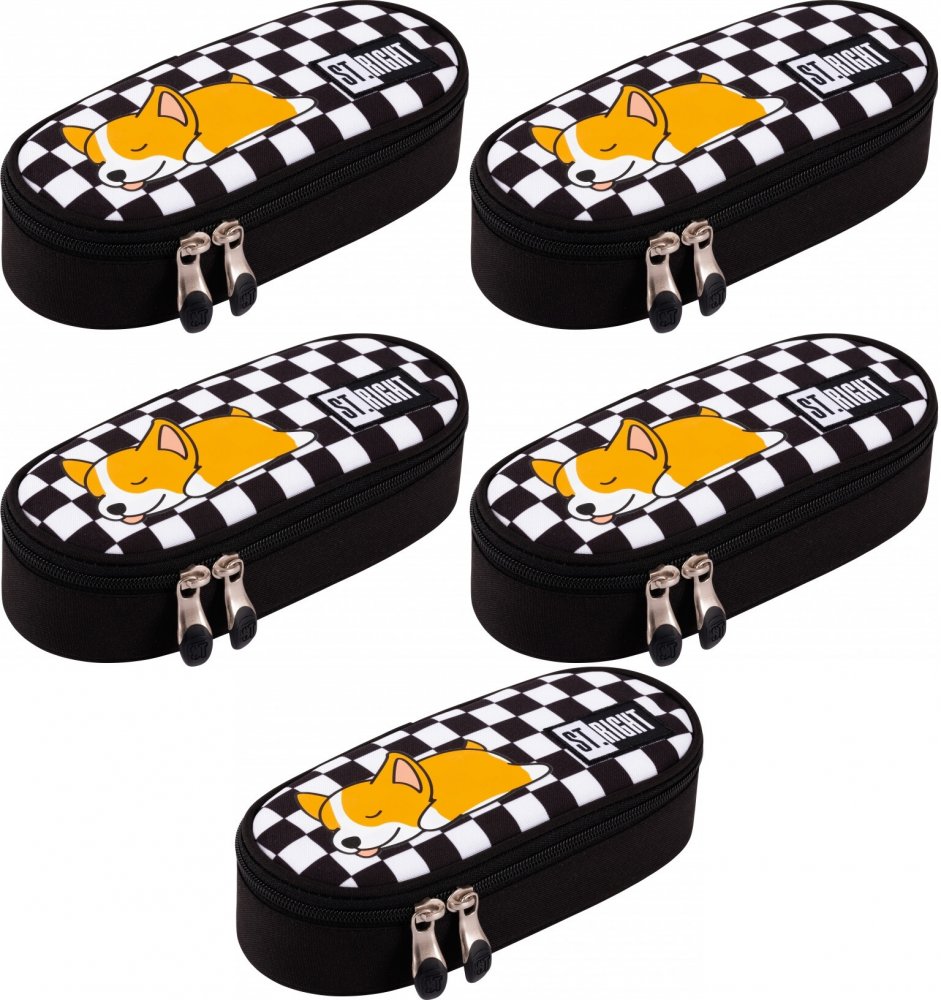 5x Piórnik saszetka St.Right PC1, bez wyposażenia, 23x9.5x6cm, Sleepy Corgi