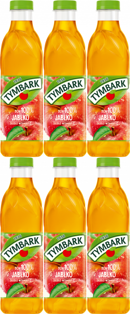 6x Sok jabłkowy Tymbark, butelka PET, 1l