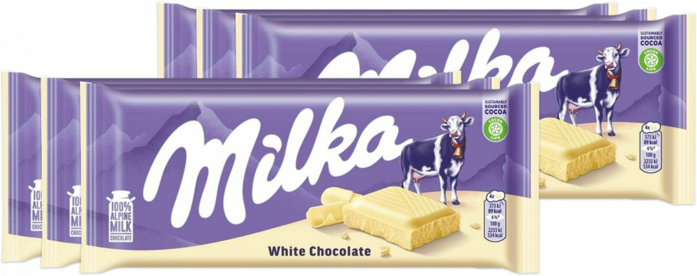 6x Czekolada Milka biała, 90g