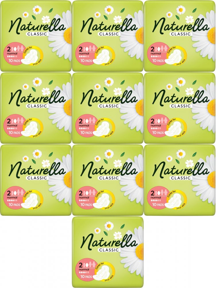 10x Podpaski Naturella Classic Normal, ze skrzydełkami, 10 sztuk