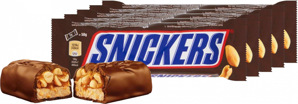 5x baton Snickers, z nugatowym nadzieniem i orzeszkami ziemnymi w karmelu i czekoladzie, 50g