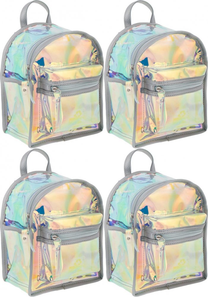 4x Plecak szkolny Starpak Glossy, jednokomorowy, 22x17x11cm, transparentny