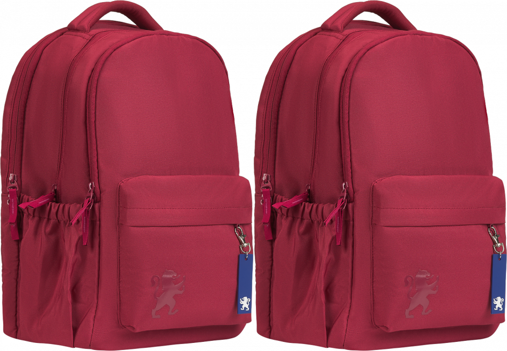 2x Plecak szkolny Oxford School, trzykomorowy, 26l, żurawinowy