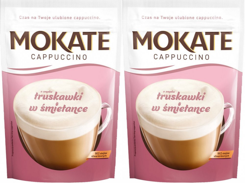 2x Kawa rozpuszczalna Mokate Cappuccino, truskawka w śmietance, 110g
