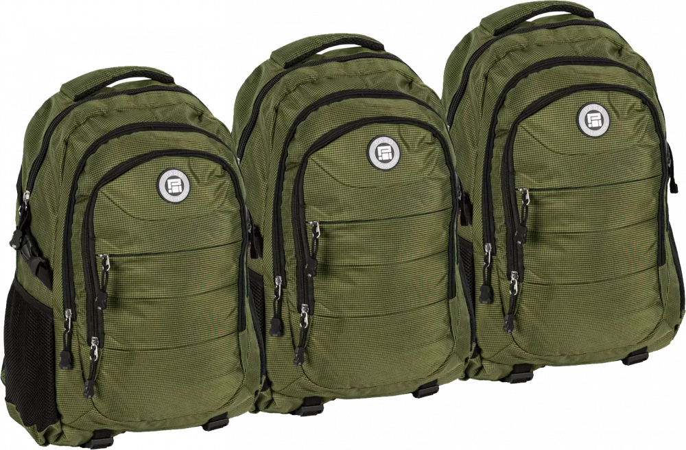 3x Plecak młodzieżowy Paso Active 50x33x22, ciemnozielony