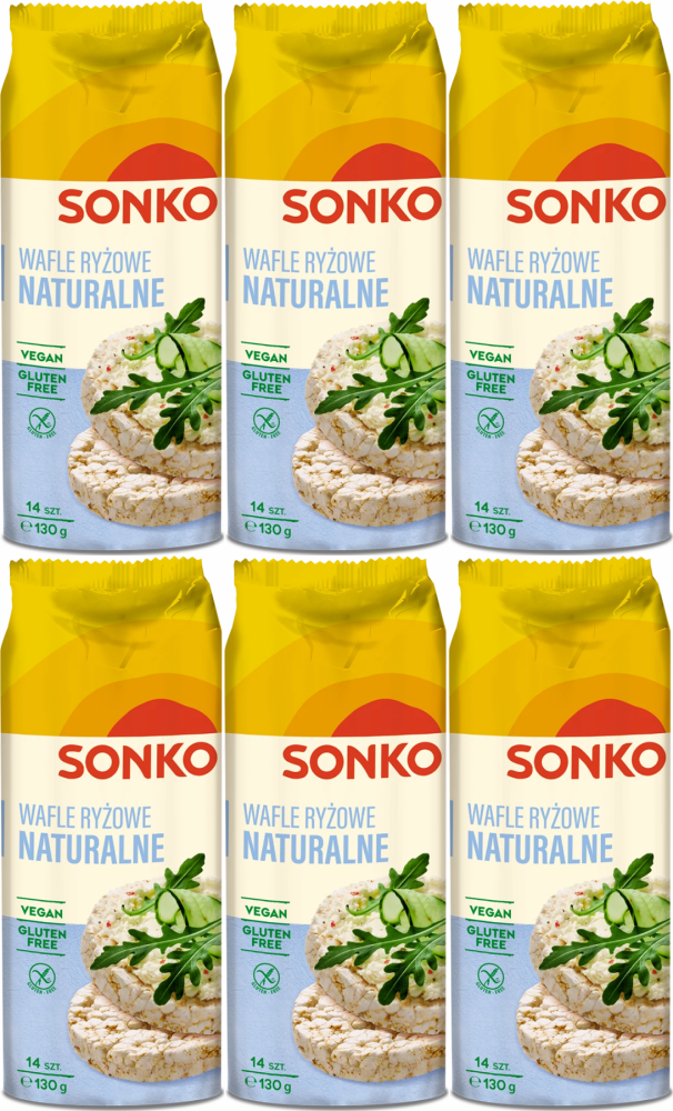 6x Wafle ryżowe Sonko, naturalne, 130g