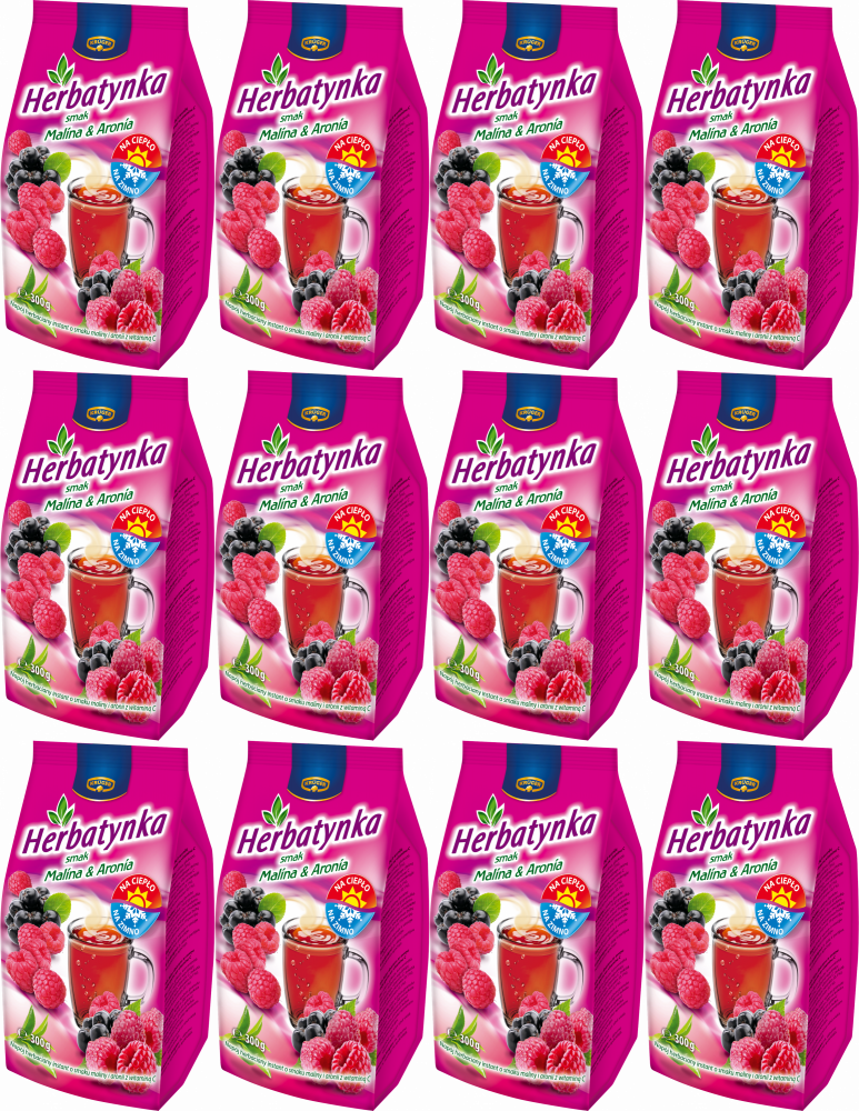 12x Herbata rozpuszczalna Herbatynka Krüger, malina&aronia z wit C, 300g