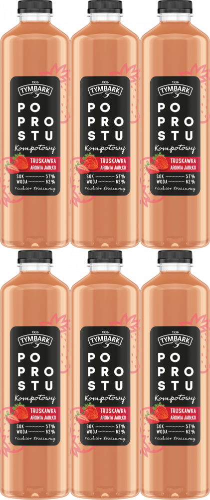 6x Napój Tymbark Po prostu Kompotowy, truskawka/aronia/jabłko, butelka PET, 1.25l