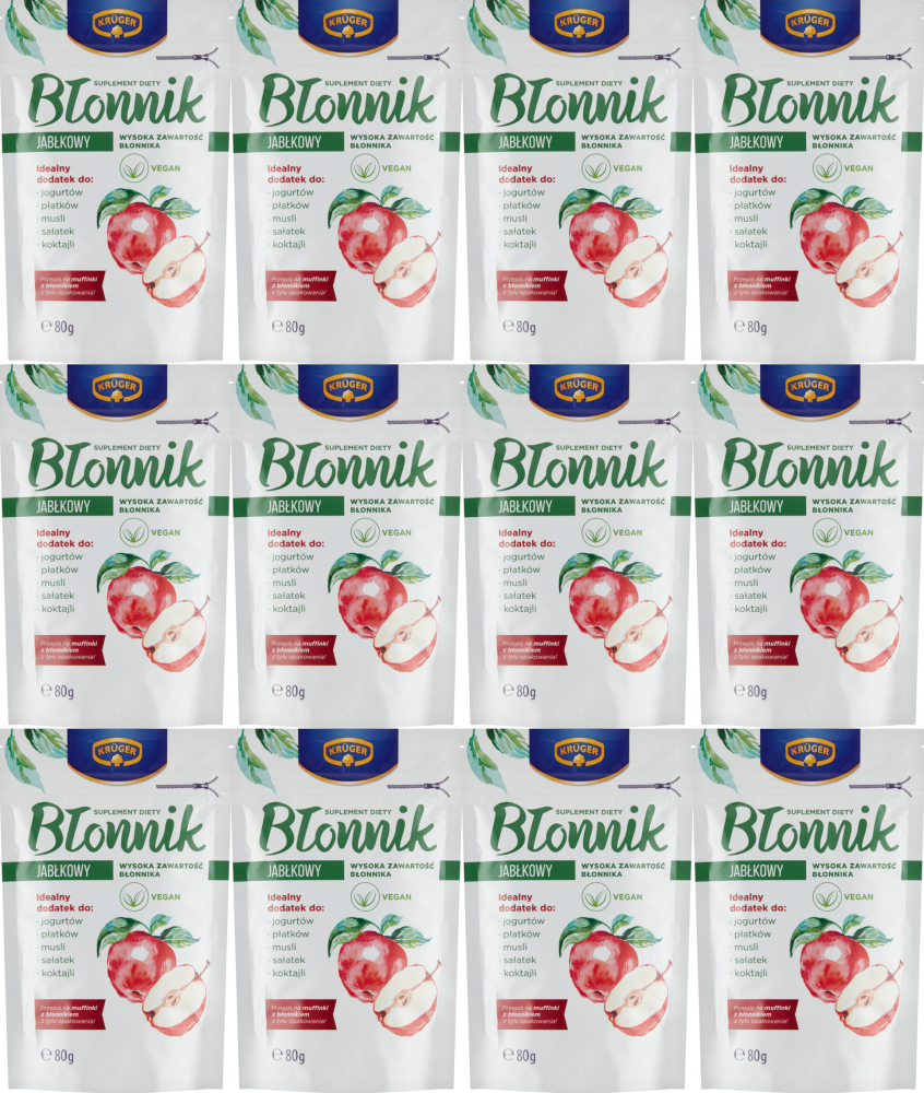 12x Błonnik jabłkowy Krüger, suplement diety, 80g
