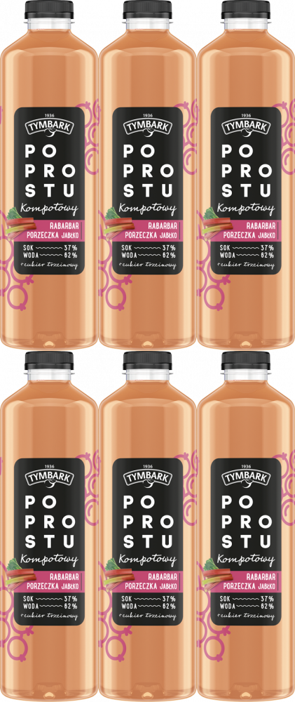 6x Napój Tymbark Po prostu Kompotowy, rabarbar/porzeczka/jabłko, butelka PET, 1.25l