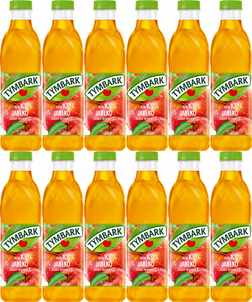 12x Sok jabłkowy Tymbark, butelka PET, 1l