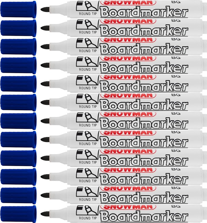 12x Marker suchościeralny Snowman Boardmarker, okrągła, 1.5-3mm, niebieski