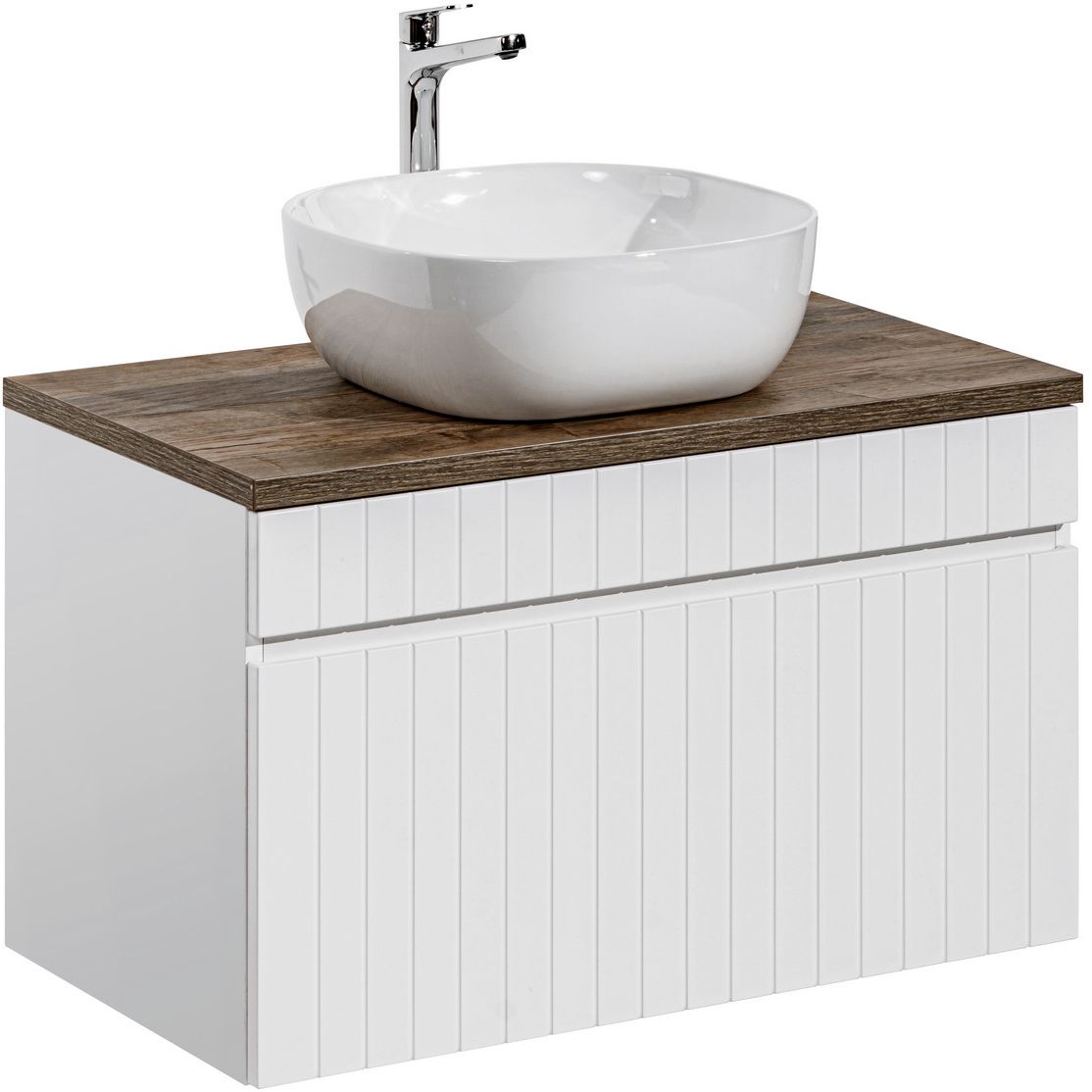 Zestaw Comad Iconic White szafka 80x45,6 cm podumywalkowa wisząca z blatem i umywalką biały SET ICW-B 80 CM 6254 - Wysyłka w 24h
