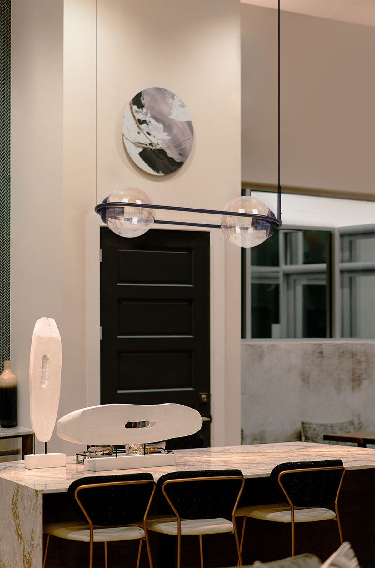Kaja Venta lampa wisząca 2x40 W czarna-bursztynowa K-5122