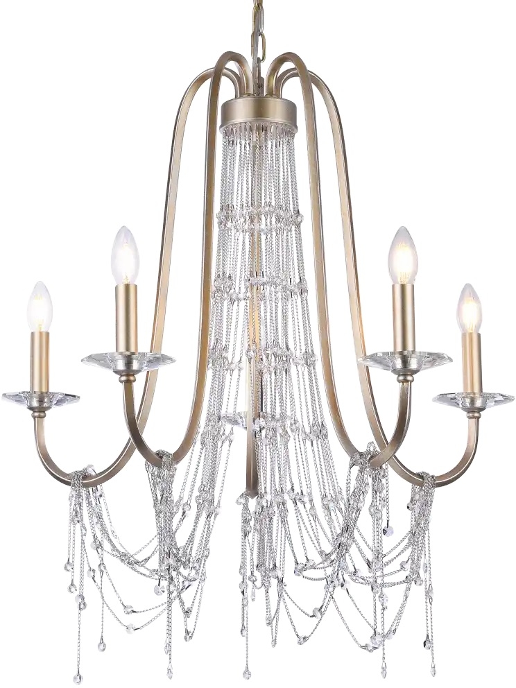 CosmoLight Madrid lampa wisząca 5x60W szampan/kryształ P05165CP