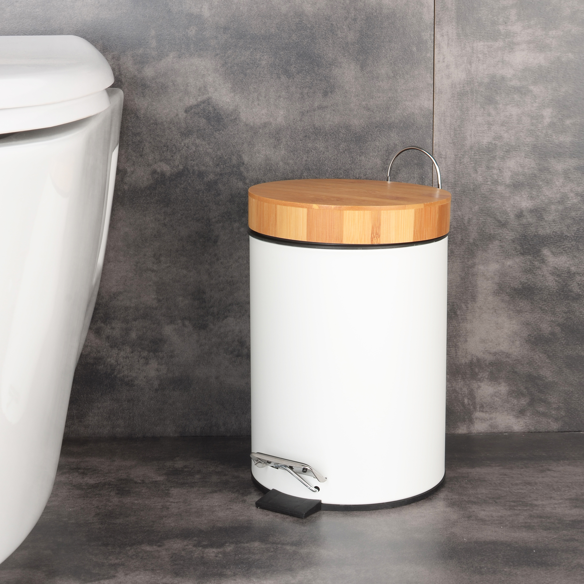 YokaHome Bin kosz na śmieci 5 l biały-brązowy CH.BIN-WHT - Wysyłka w 24h