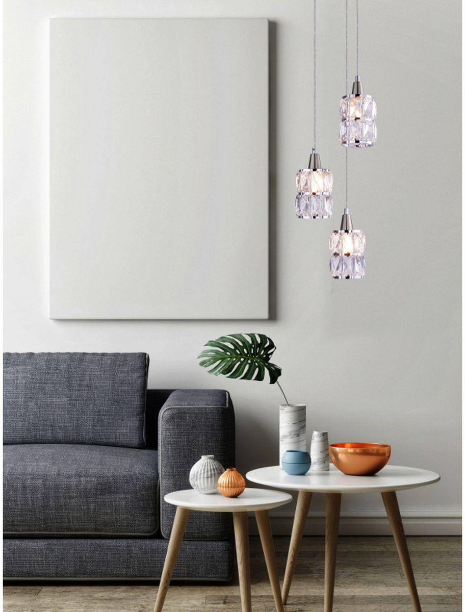 Globo Lighting Wolli lampa wisząca 3x40W chrom/kryształ 15760-3