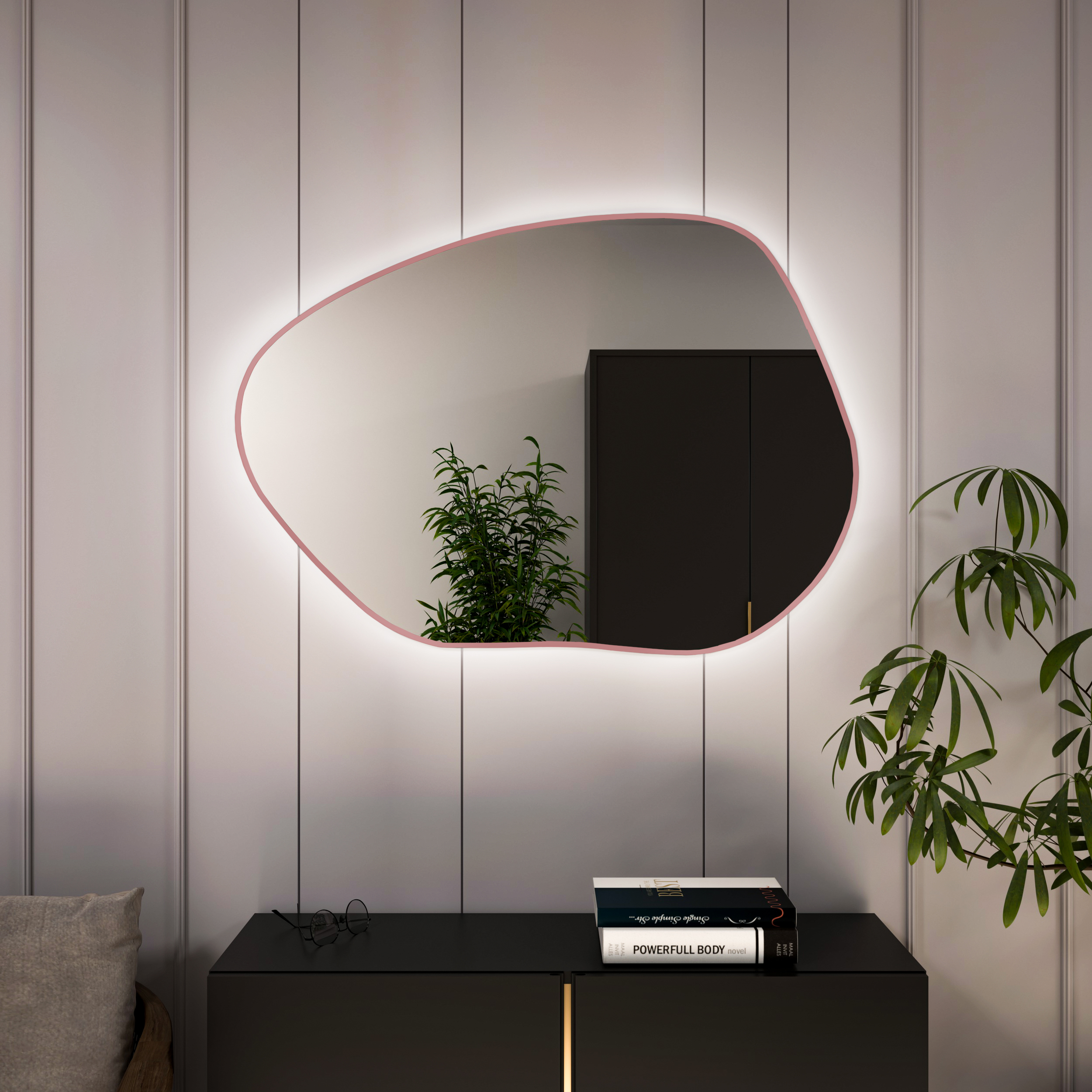 Baltica Design Bright Stain I lustro 100x72 cm pudrowy róż barwa światła neutralna
