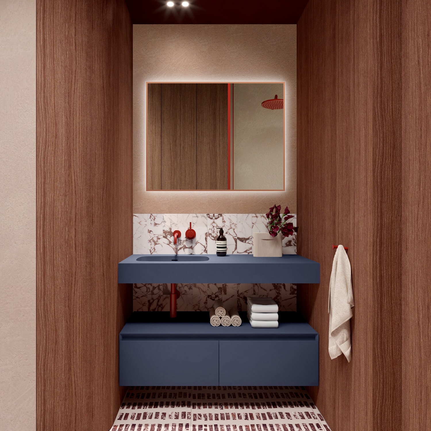 Elita Sharon Square lustro 100x80 cm prostokątne z oświetleniem rose gold RE061003015450