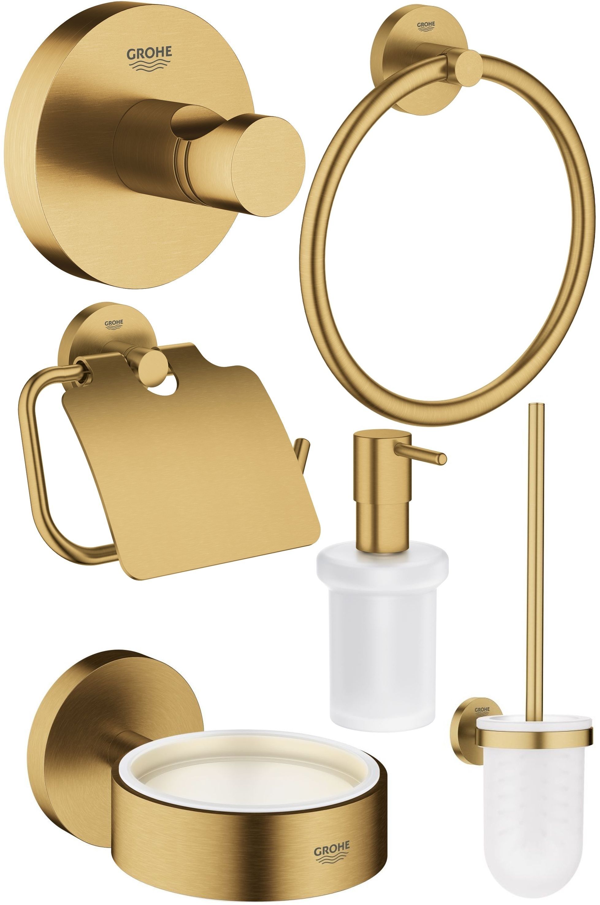 Grohe Essentials zestaw akcesoriów łazienkowych brushed cool sunrise (40364GN1, 40367GN1, 40374GN1, 40365GN1, 40369GN1, 40394GN1) - Wysyłka w 24h